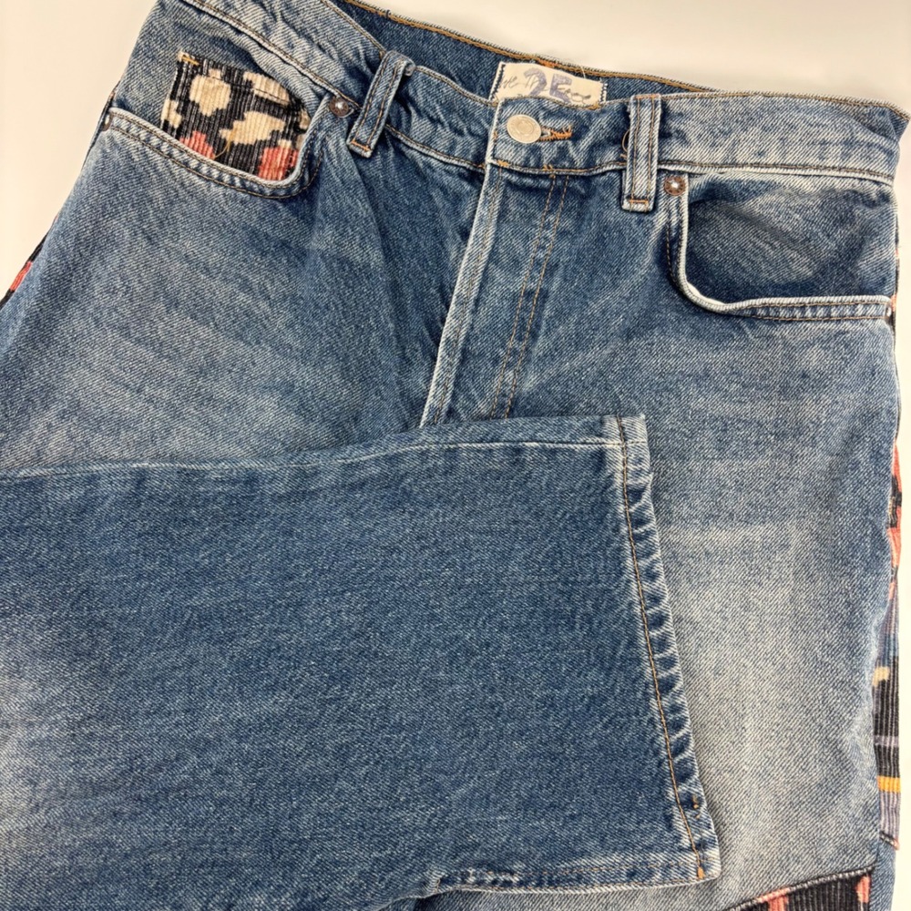 We The Free Jeans Women 25 Blue Excellent Southwestern Corduroy‎ Straight Leg